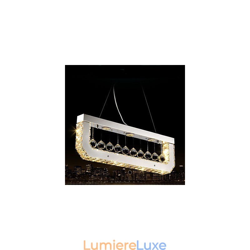 Lustre en cristal à lumière jaune rectangulaire