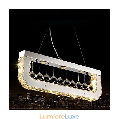 Lustre en cristal à lumière jaune rectangulaire Lustre en cristal à lumière jaune rectangulaire