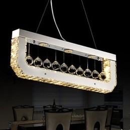 Lustre en cristal à lumière jaune rectangulaire