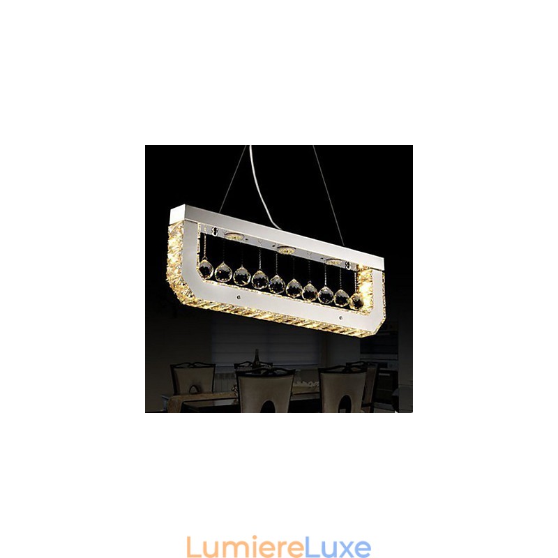 Lustre en cristal à lumière jaune rectangulaire