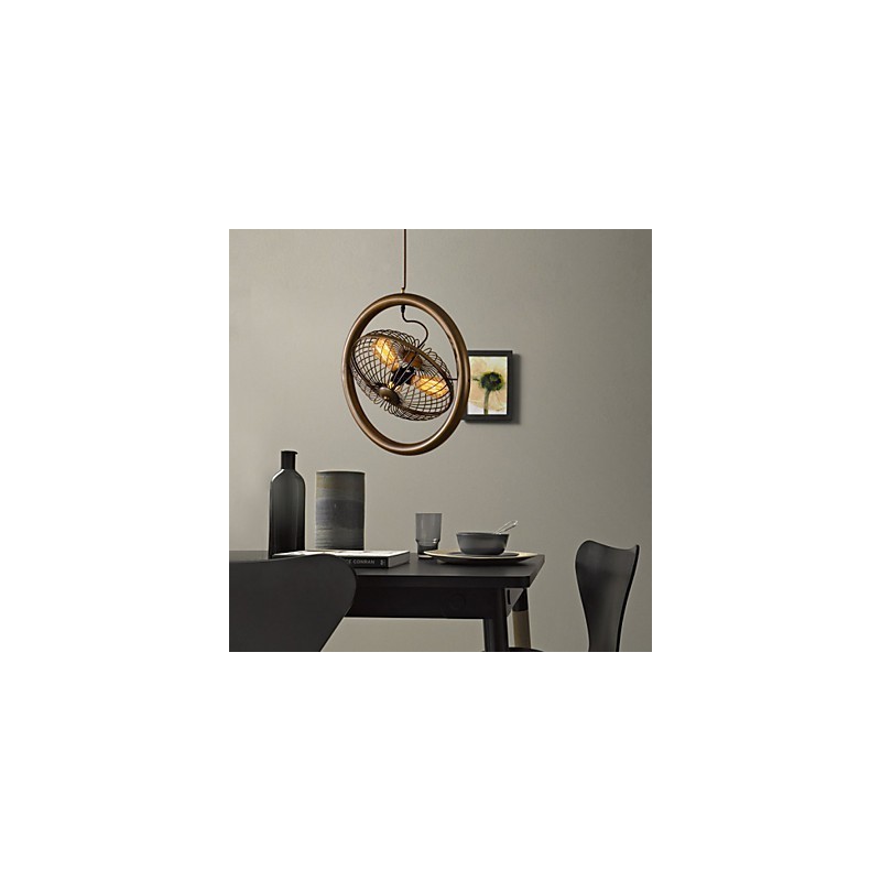 Plafonnier rétro classique en métal avec ventilateur, lampe suspendue simple, lampe suspendue pour café