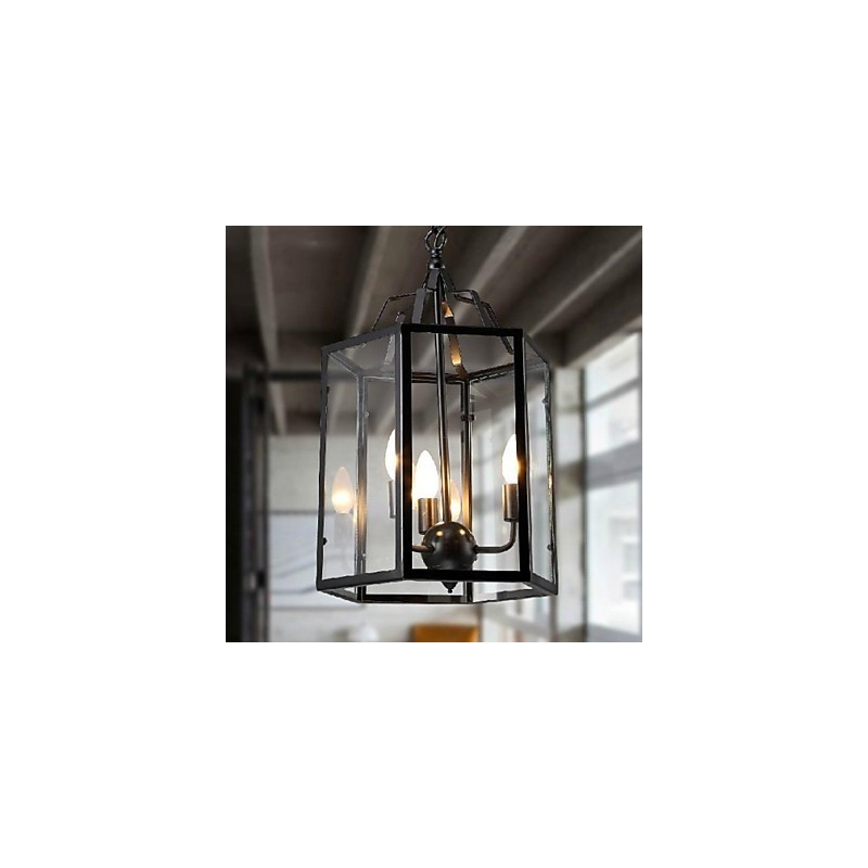 Lanterne traditionnelle classique vintage rétro style campagnard mini peinture suspension en métal salle à manger