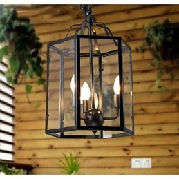 Lanterne traditionnelle classique vintage rétro style campagnard mini peinture suspension en métal salle à manger