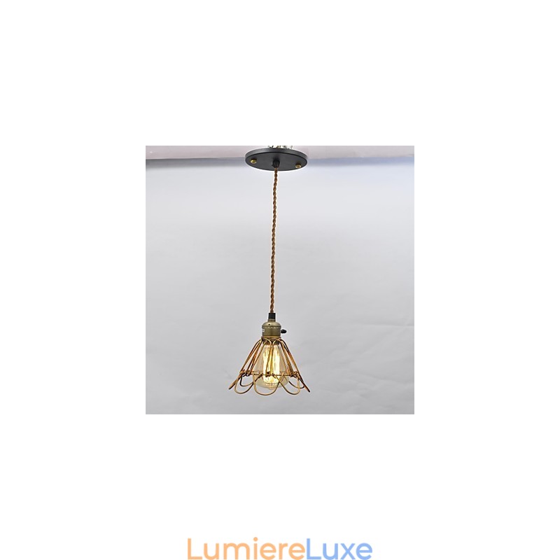 Lustre en fer à tête unique en forme de lotus, style vintage américain
