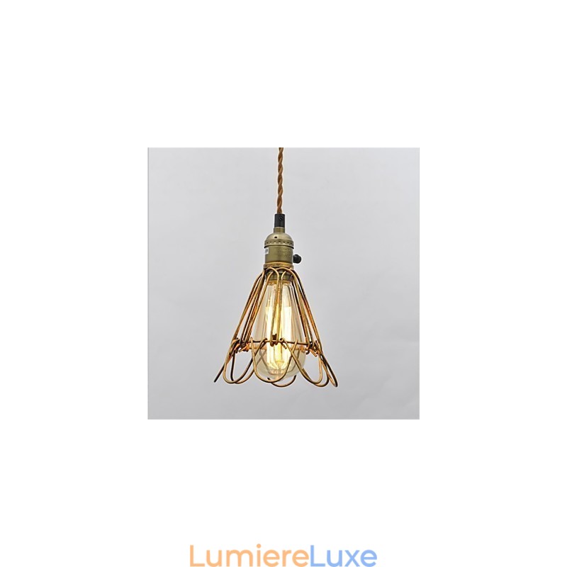 Lustre en fer à tête unique en forme de lotus, style vintage américain