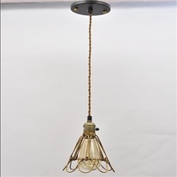 Lustre en fer à tête unique en forme de lotus, style vintage américain