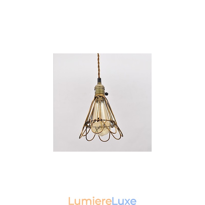 Lustre en fer à tête unique en forme de lotus, style vintage américain