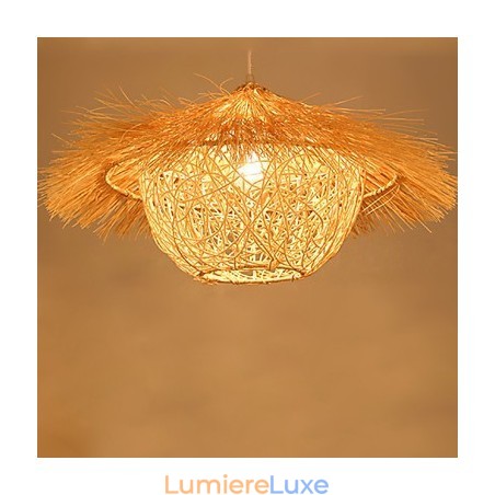 Lampe suspendue à tête unique en rotin tressé moderne et rural Lampe suspendue à tête unique en rotin tressé moderne et rural