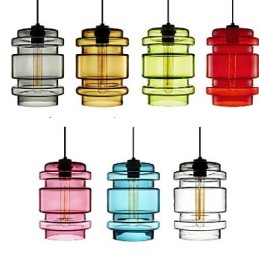 Lustre en verre artistique à tête unique couleur bonbon, abat-jour en verre (blanc, gris, jaune, vert, rouge, rose, bleu)