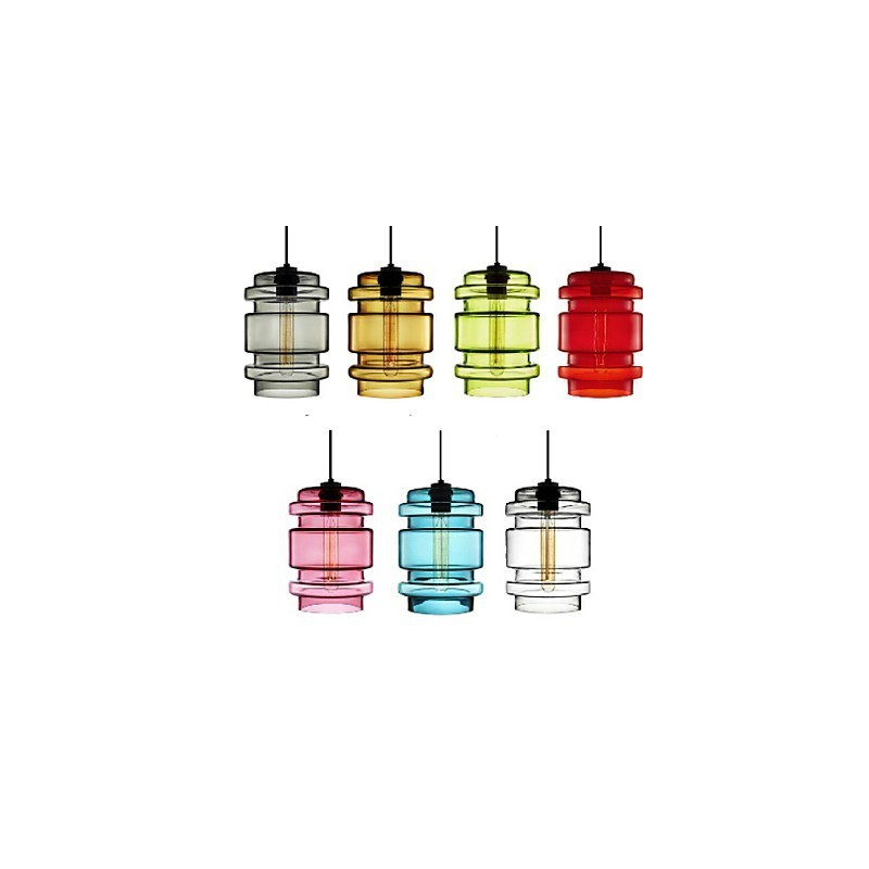 Lustre en verre artistique à tête unique couleur bonbon, abat-jour en verre (blanc, gris, jaune, vert, rouge, rose, bleu)