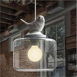 Lampe suspendue en verre à tête unique en forme d'oiseaux