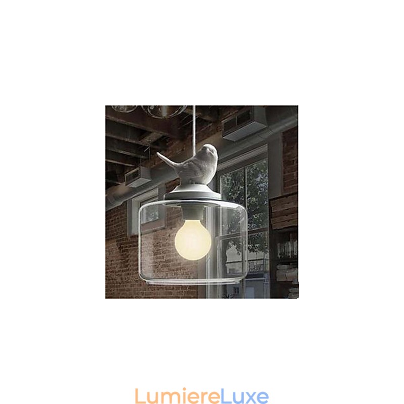 Lampe suspendue en verre à tête unique en forme d'oiseaux
