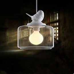 Lampe suspendue en verre à tête unique en forme d'oiseaux