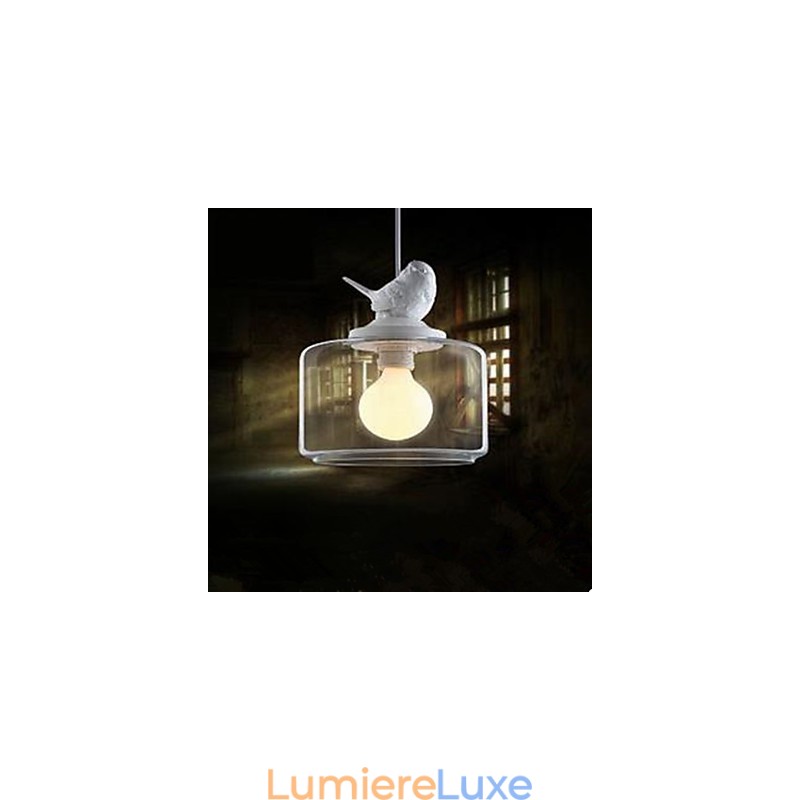 Lampe suspendue en verre à tête unique en forme d'oiseaux