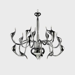 Lustre moderne contemporain en métal chromé galvanisé argenté à 15 lumières