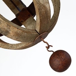 Lustre vintage en bois et bambou peint de style mini