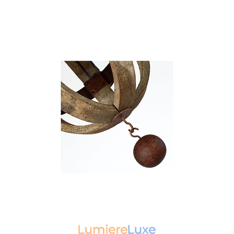 Lustre vintage en bois et bambou peint de style mini