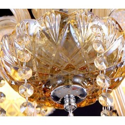 Lustre élégant en cristal ambré à 6 lumières pour la maison