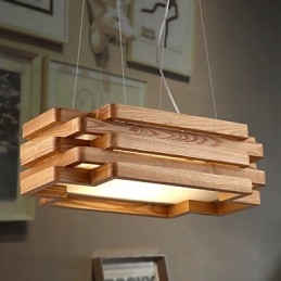 Suspension moderne contemporaine en bois et bambou de style campagnard