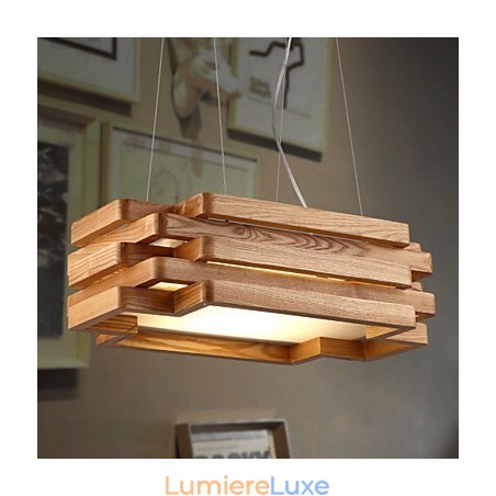 Suspension moderne contemporaine en bois et bambou de style campagnard Suspension moderne contemporaine en bois et bambou de style campagnard