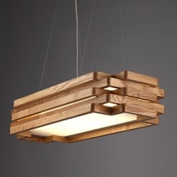 Suspension moderne contemporaine en bois et bambou de style campagnard