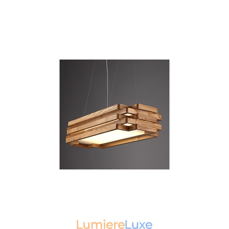 Suspension moderne contemporaine en bois et bambou de style campagnard