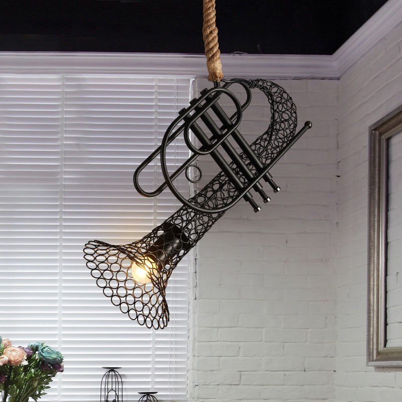 Lustre décoratif rétro en dentelle de chanvre de style country américain