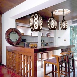 Lampe suspendue en bois créative et contemporaine pour salle à manger