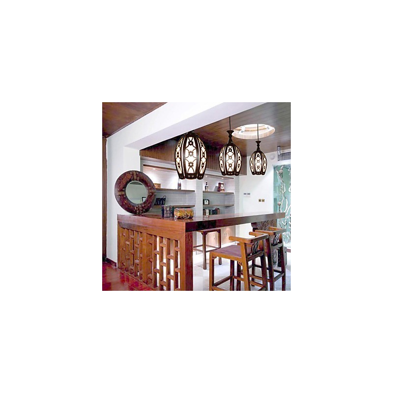 Lampe suspendue en bois créative et contemporaine pour salle à manger