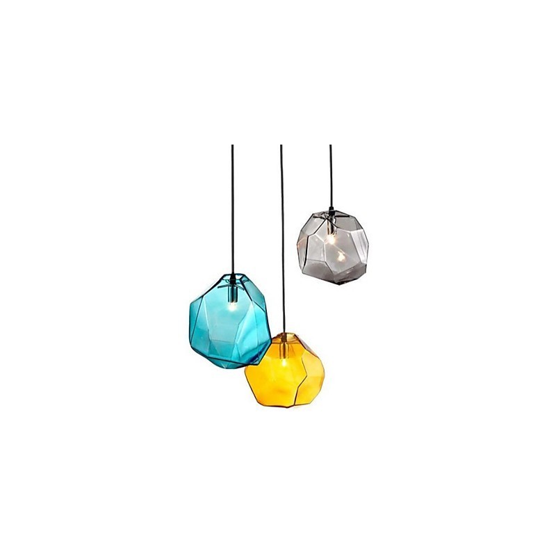 Lampe suspendue chromatique en cristal de glace et diamant