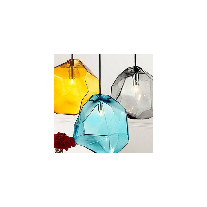 Lampe suspendue chromatique en cristal de glace et diamant