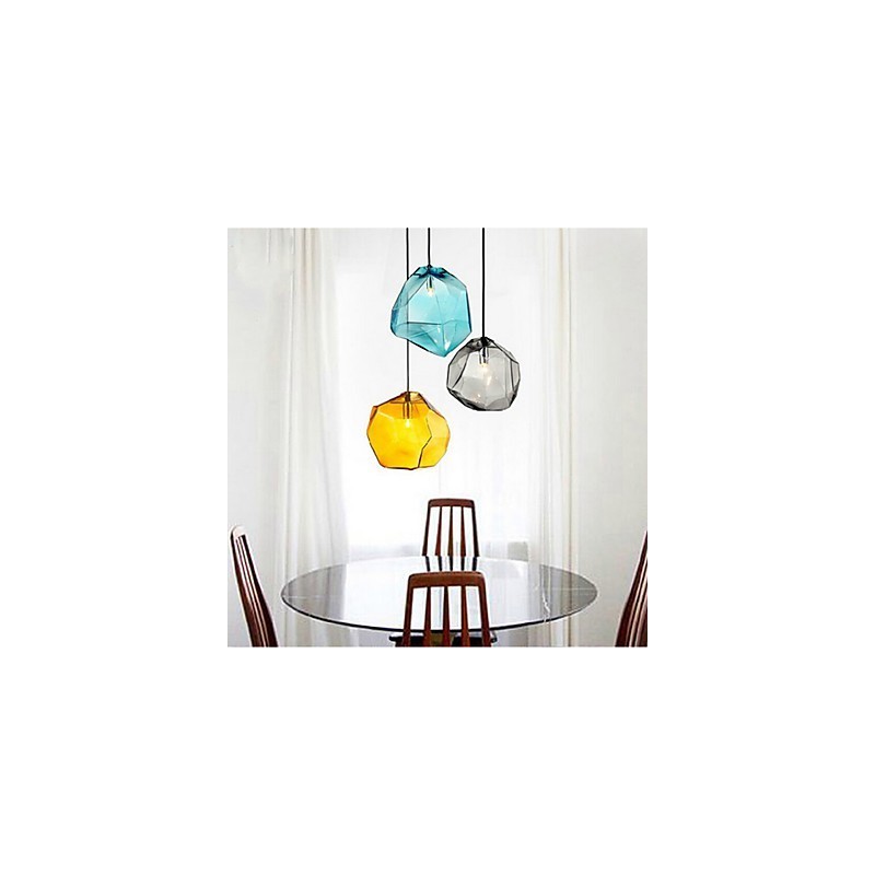 Lampe suspendue chromatique en cristal de glace et diamant