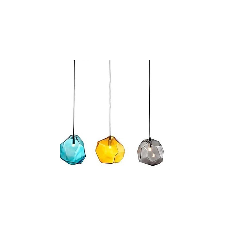 Lampe suspendue chromatique en cristal de glace et diamant