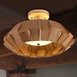 Suspension moderne contemporaine en bois et bambou de style campagnard