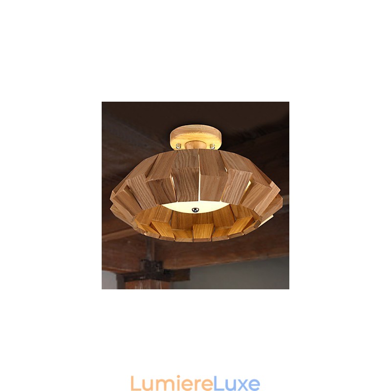 Suspension moderne contemporaine en bois et bambou de style campagnard