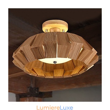 Suspension moderne contemporaine en bois et bambou de style campagnard Suspension moderne contemporaine en bois et bambou de style campagnard