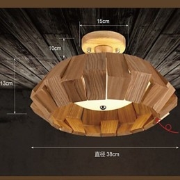 Suspension moderne contemporaine en bois et bambou de style campagnard
