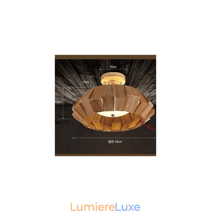 Suspension moderne contemporaine en bois et bambou de style campagnard