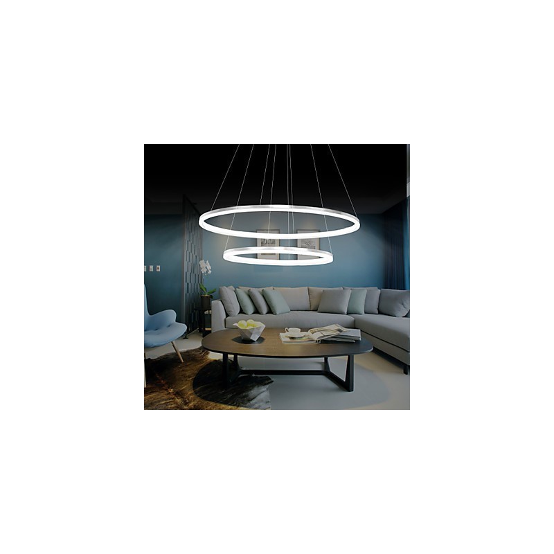 Suspension design moderne 4 anneaux doubles en acrylique de haute qualité