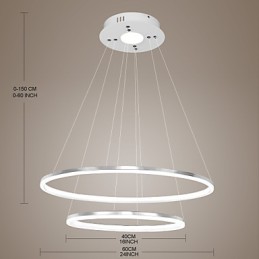 Suspension design moderne 4 anneaux doubles en acrylique de haute qualité
