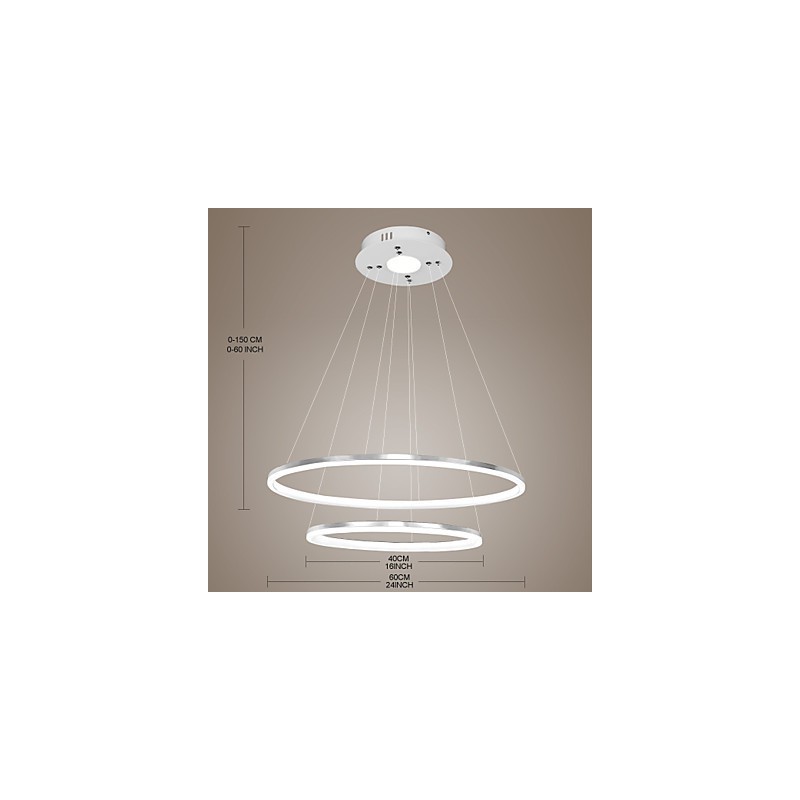 Suspension design moderne 4 anneaux doubles en acrylique de haute qualité