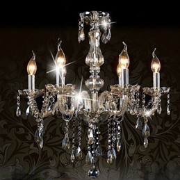 Lustre en cristal de luxe à 6 lumières, couleur cognac, lustre en cristal K9