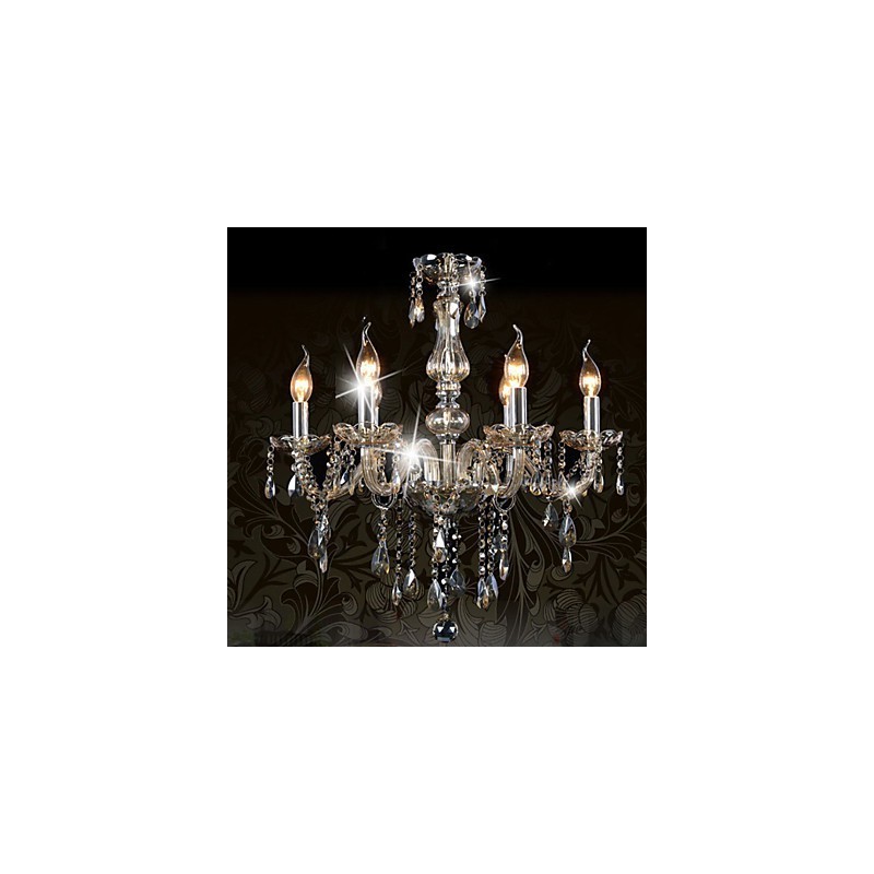 Lustre en cristal de luxe à 6 lumières, couleur cognac, lustre en cristal K9