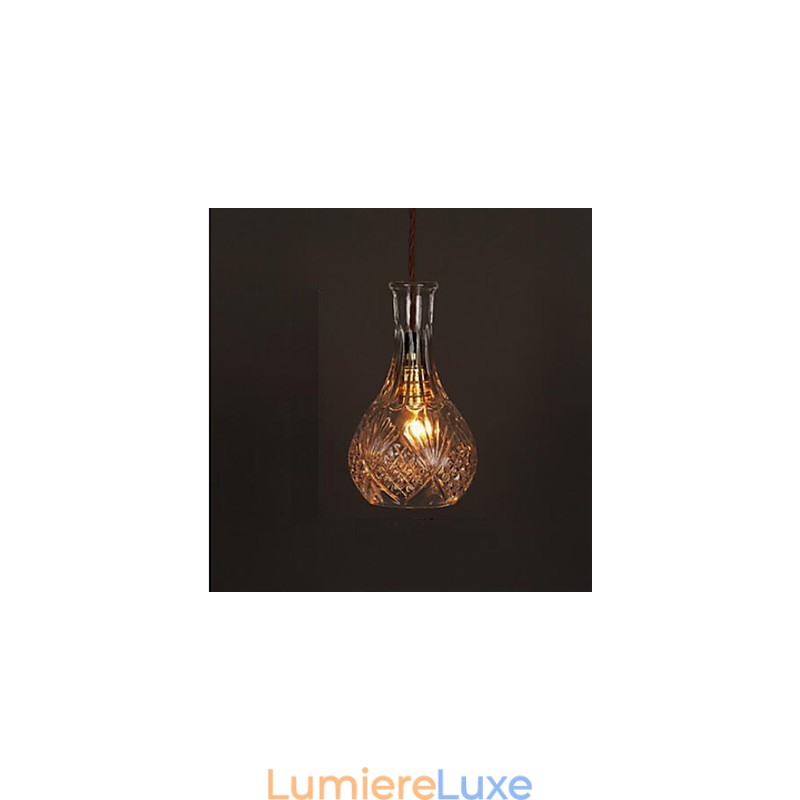 Lustre en verre sculpté créatif en forme de bouteille romantique