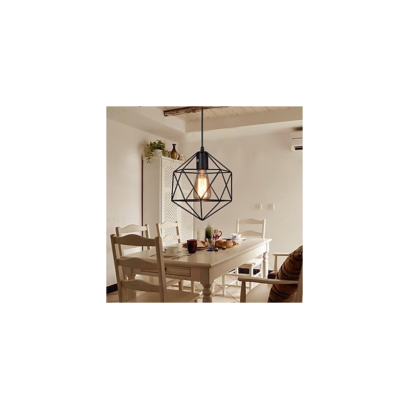 Lustre en fer forgé à lignes géométriques et diamants, luminaire suspendu moderne et contemporain