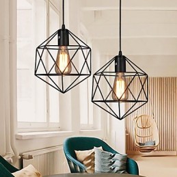 Lustre en fer forgé à lignes géométriques et diamants, luminaire suspendu moderne et contemporain
