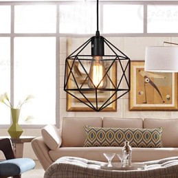 Lustre en fer forgé à lignes géométriques et diamants, luminaire suspendu moderne et contemporain