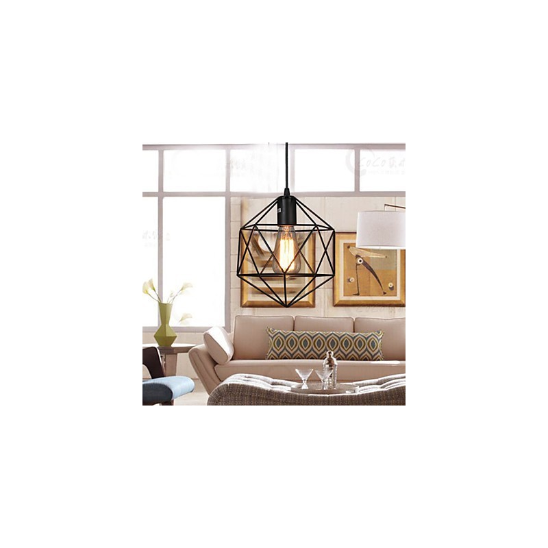 Lustre en fer forgé à lignes géométriques et diamants, luminaire suspendu moderne et contemporain