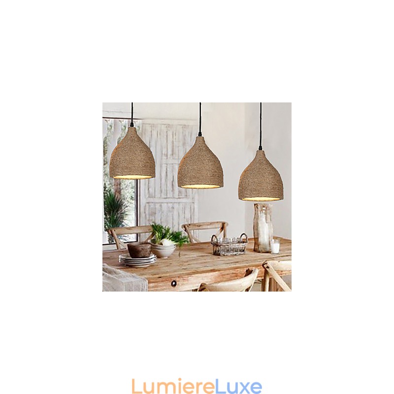 Lofts de campagne Restaurer les anciennes manières Lampe à tête unique en corde de chanvre Petite lampe suspendue