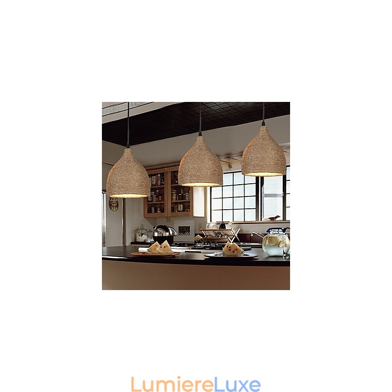 Lofts de campagne Restaurer les anciennes manières Lampe à tête unique en corde de chanvre Petite lampe suspendue